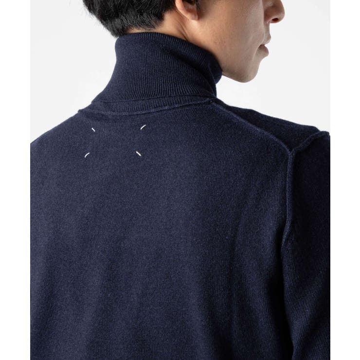 メゾンマルジェラMAISONMARGIELASI1HA0010S17783ニットPULLOVERメンズトップス長袖ハイネックジエコカシミアセーターロングスリーブリブ4ステッチタートルネックアウトサイドシーム秋冬ネイビーXSSML