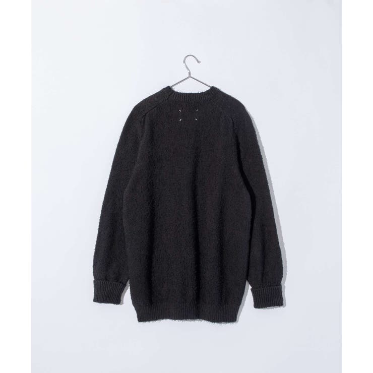 メゾンマルジェラMAISONMARGIELASI0GP0001S17664ニットSWEATERレディーストップス長袖オーバーサイズパイルセータークルーネックロングスリーブリブ編み4ステッチ秋冬オフホワイトブラックXSSM