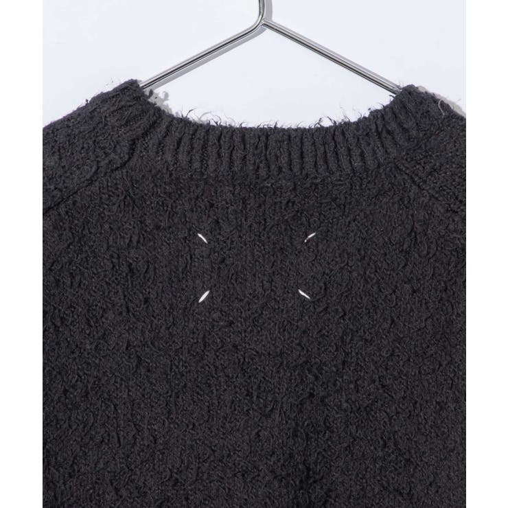 メゾンマルジェラMAISONMARGIELASI0GP0001S17664ニットSWEATERレディーストップス長袖オーバーサイズパイルセータークルーネックロングスリーブリブ編み4ステッチ秋冬オフホワイトブラックXSSM
