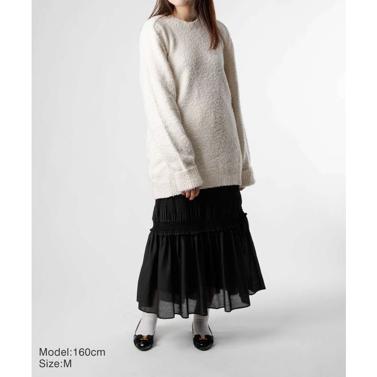 メゾンマルジェラMAISONMARGIELASI0GP0001S17664ニットSWEATERレディーストップス長袖オーバーサイズパイルセータークルーネックロングスリーブリブ編み4ステッチ秋冬オフホワイトブラックXSSM
