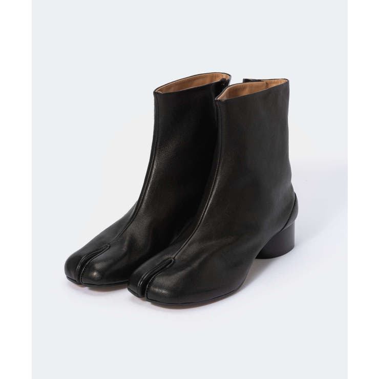 メゾンマルジェラMAISONMARGIELAS58WU0273P3753ブーツTABIBOOTSH30レディースシューズ足袋ブーツタビレザーブランドロゴショートブーツ靴T8013ブラック26.0～26.5cm