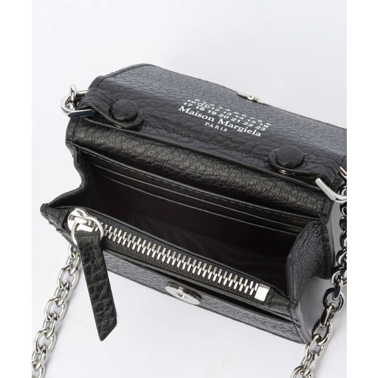 メゾンマルジェラMAISONMARGIELASA3UI0009P4455小銭入れレディース財布スモールチェーンウォレットコインケースミニ財布レザープレゼントシンプルコンパクト斜め掛け肩掛け4ステッチギフトWALLETONCHAINSMALLブラック