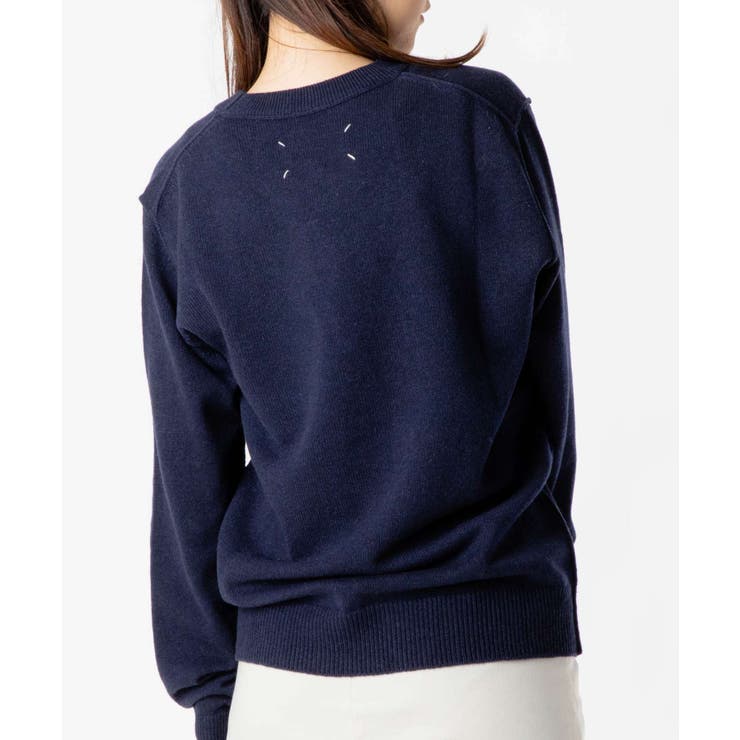 メゾンマルジェラMAISONMARGIELASI1HA0008S17783ニットメンズレディーストップスセーター長袖ジャンパーカシミアロングスリーブクルーネックカシミヤ厚手秋冬PULLOVERネイビーSML