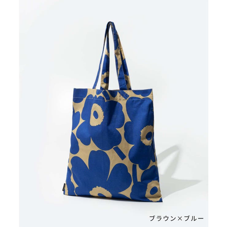 マリメッコMarimekko072557トートバッグレディースバッグピエニウニッコお出かけ通勤通学肩掛け折りたたみサブバッグ旅行軽量プレゼントお祝い記念ギフトPieniUnikkobagブラウン×ブルー
