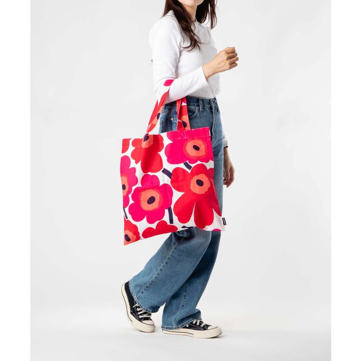 マリメッコMarimekko072557トートバッグレディースバッグピエニウニッコお出かけ通勤通学肩掛け折りたたみサブバッグ旅行軽量プレゼントお祝い記念ギフトPieniUnikkobagブラウン×ブルー