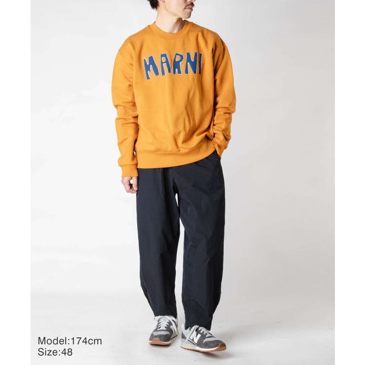 マルニMARNIFUMU0074P5USCU55トレーナーメンズトップス長袖スウェットロゴカジュアルシンプルコットンオーバーサイズ綿プレゼントギフトブルーオレンジ464850
