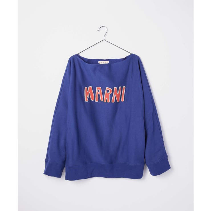 マルニMARNIFLJE0130PYUSCU55トレーナーメンズトップス長袖スウェットタクタイルレタリングロゴ裏起毛カジュアルシンプルコットンオーバーサイズ綿プレゼントギフトブルー363840