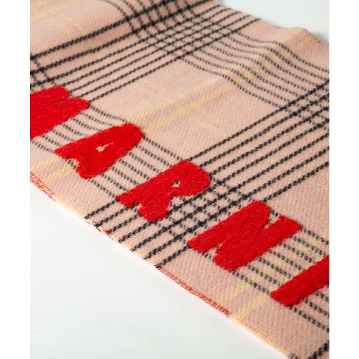 マルニMARNISCMC0119Y0UAW035マフラーSCARFレディーススカーフウールストールフリンジ刺繍ロゴチェック柄おしゃれプレゼントギフトファッションお祝い秋冬防寒アンティークローズ