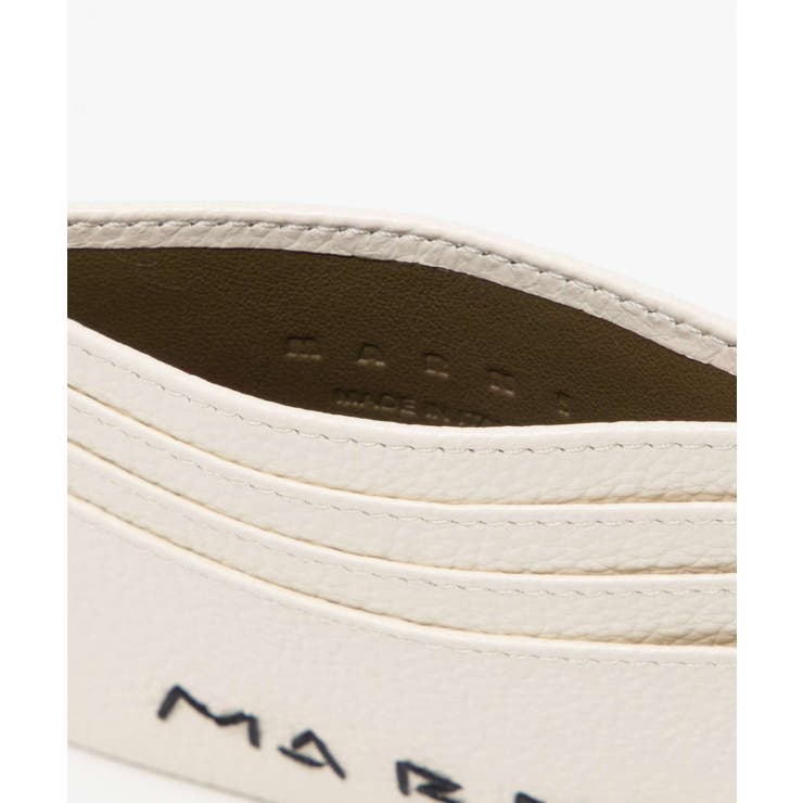 マルニMARNIPFMI0104U0P6533カードケースCCHOLDERメンズファッション小物カードホルダービジネスレザーパスケース刺繍ロゴ通勤通学コンパクトプレゼントギフト記念お祝いアイボリーブラック