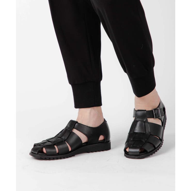 パラブーツPARABOOT123312サンダルPACIFIC(パシフィック)メンズシューズレザーグルカサンダルブラック革靴本革グラディエーター編み込みカジュアルイタリア製プレゼントギフトブラック23.5～28.0cm