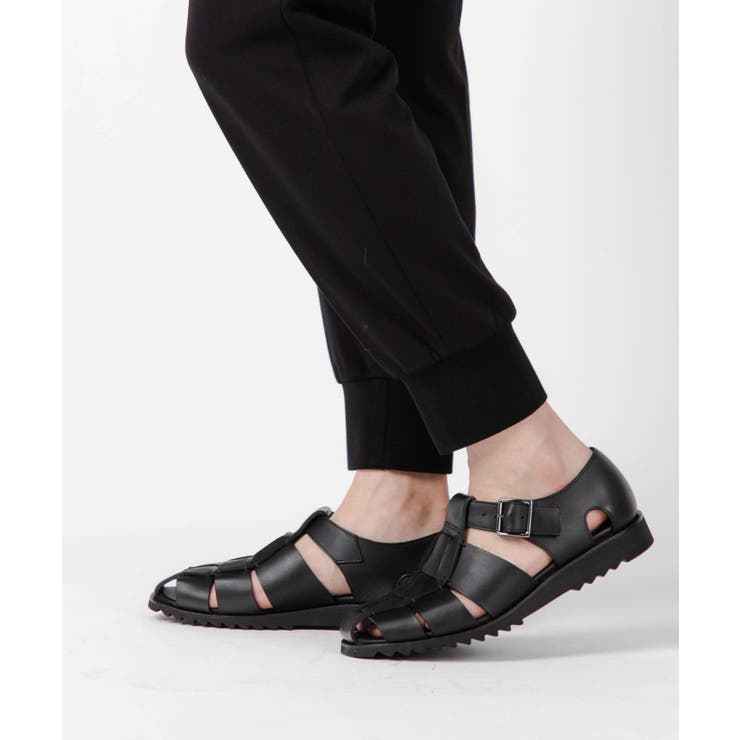 パラブーツPARABOOT123312サンダルPACIFIC(パシフィック)メンズシューズレザーグルカサンダルブラック革靴本革グラディエーター編み込みカジュアルイタリア製プレゼントギフトブラック23.5～28.0cm