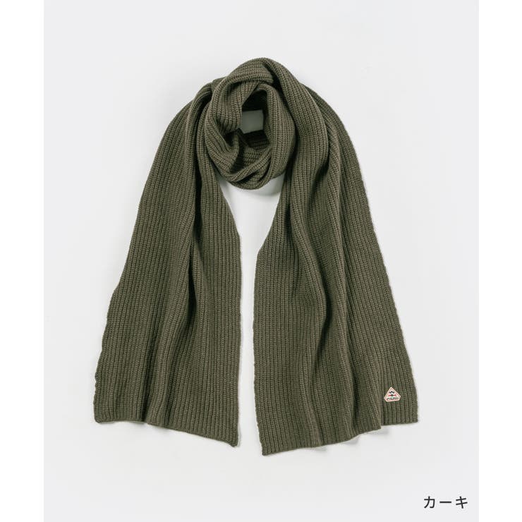 ピレネックスPYRENEXHUS006マフラーORNEOメンズレディースファッション小物ウールカシミヤロゴストールリブニットロゴパッチおしゃれプレゼントギフト贈り物誕生日記念お祝い秋冬防寒カーキブラックカーキ