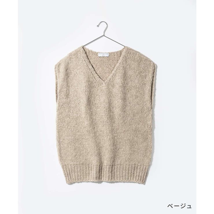 【正規品】トリコットジーンマルクTRICOTSJEANMARCVARTOUIニットレディーストップス長袖Vネックベストモヘア混ドロップショルダープルオーバーローゲージ秋冬ベージュブラック