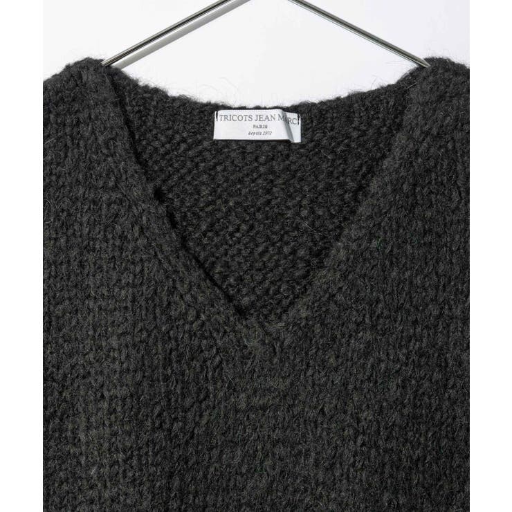 【正規品】トリコットジーンマルクTRICOTSJEANMARCVARTOUIニットレディーストップス長袖Vネックベストモヘア混ドロップショルダープルオーバーローゲージ秋冬ベージュブラック
