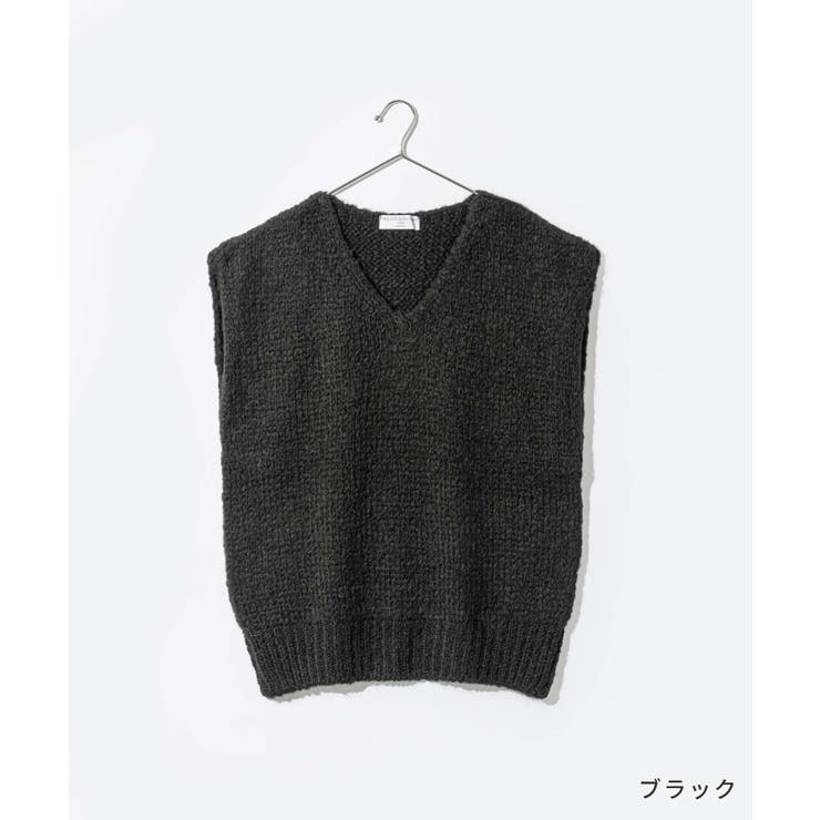 【正規品】トリコットジーンマルクTRICOTSJEANMARCVARTOUIニットレディーストップス長袖Vネックベストモヘア混ドロップショルダープルオーバーローゲージ秋冬ベージュブラック
