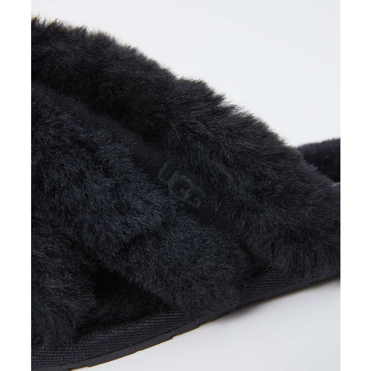 アグUGG1123572サンダルスカッフィータレディースシューズスライドサンダルファーSCUFFITAロゴ普段使いルームシューズスリッパおしゃれ靴ウィンター防寒かわいい女性おしゃれクロスストラップシープスキンブラックサンドチャコール22.0～25.0cm