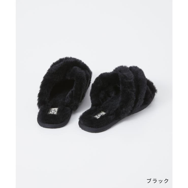 アグUGG1123572サンダルスカッフィータレディースシューズスライドサンダルファーSCUFFITAロゴ普段使いルームシューズスリッパおしゃれ靴ウィンター防寒かわいい女性おしゃれクロスストラップシープスキンブラックサンドチャコール22.0～25.0cm