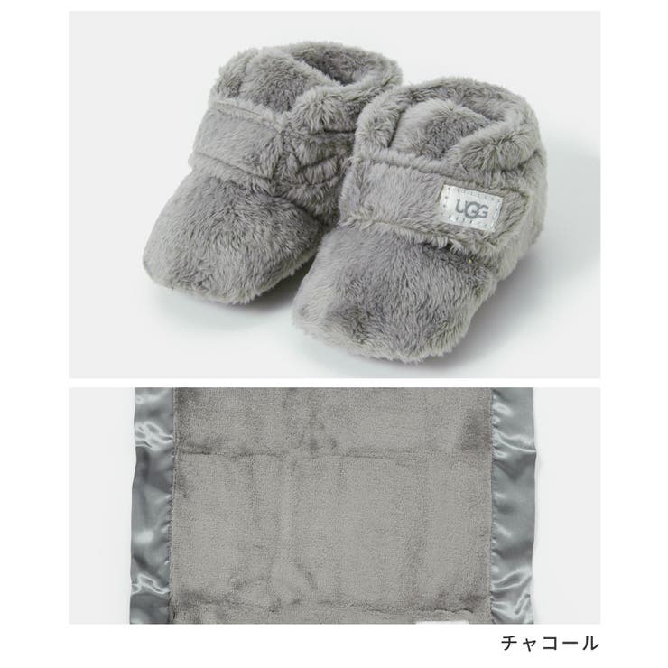 アグUGG1094823Iサンダルビックスビーアンドラビーキッズ・ベビーシューズベビーブーティー&ブランケットセットBixbeeAndLoveyロゴおしゃれ靴ウィンター防寒あったかふわふわブランドプレゼント赤ちゃん出産祝いチャコールバニラ9.0～12.5cm