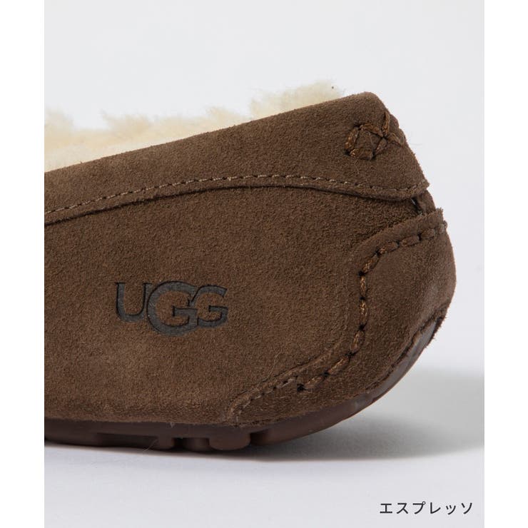アグUGG1106878モカシンANSLEYレディースシューズアンスレーボアレザーウールスエード履きやすい歩きやすい通勤通学普段使いスリッポンおしゃれ靴防寒ファーあったかかわいい女性おしゃれチェスナットエスプレッソブラックグレー22.0～27.0cm