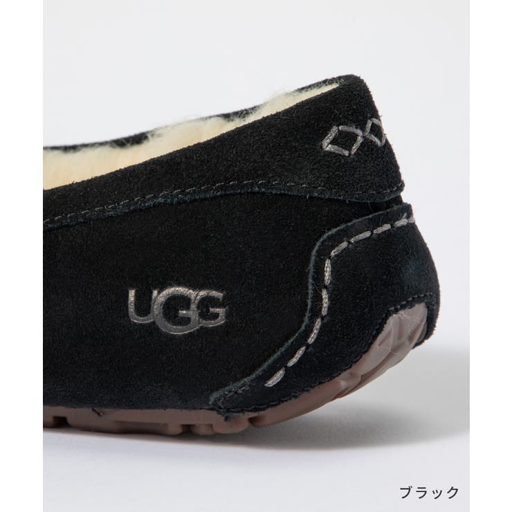 アグUGG1106878モカシンANSLEYレディースシューズアンスレーボアレザーウールスエード履きやすい歩きやすい通勤通学普段使いスリッポンおしゃれ靴防寒ファーあったかかわいい女性おしゃれチェスナットエスプレッソブラックグレー22.0～27.0cm