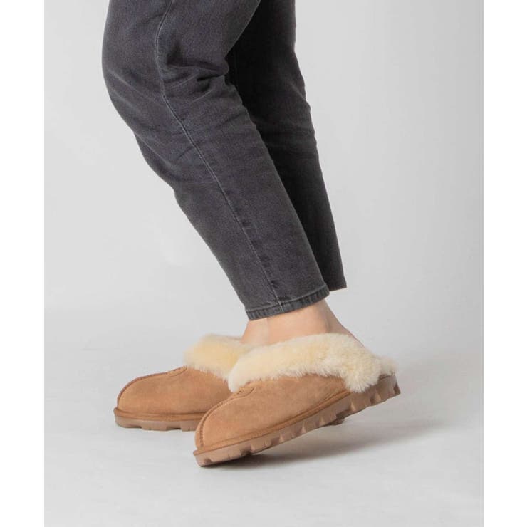 アグUGG5125サンダルCOQUETTEレディースシューズコケットサボシープスキンショートボアレザー履きやすい通勤通学普段使いスリッパおしゃれ靴ウィンター防寒つっかけファーあったかかわいい女性おしゃれブラックチェスナット22.0～27.0cm