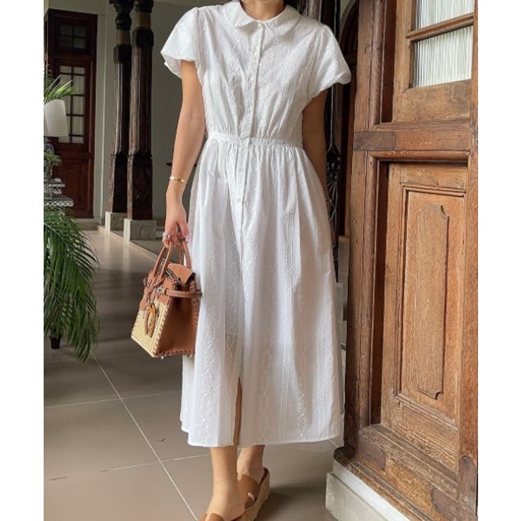 ホワイト | 刺繍シャツワンピース | Ulysses