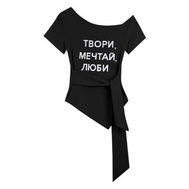 リボンオフショルダープリントTシャツ | Ulysses | 詳細画像5 