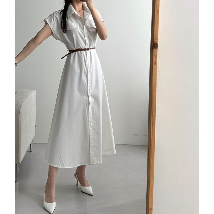 オフホワイト | ベルト付きシャツワンピース | Ulysses