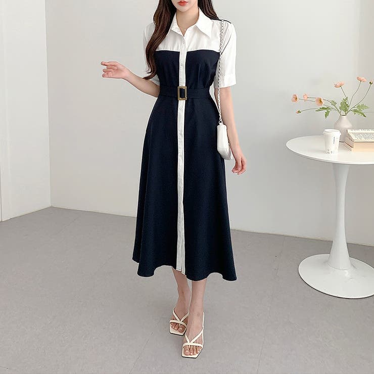 ダークブルー | 配色シャツワンピース | Ulysses