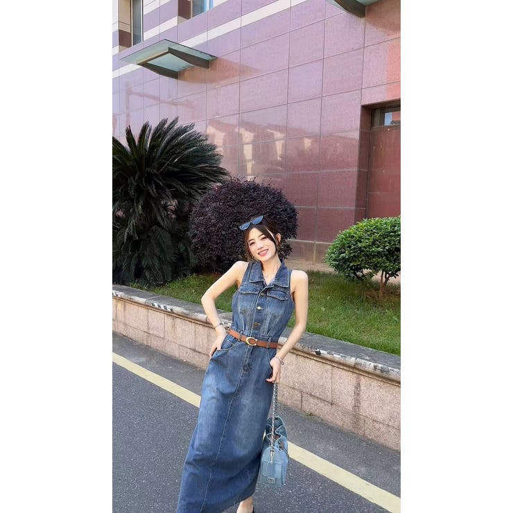 ブルー | デニム ノースリーブ ワンピース | Ulysses