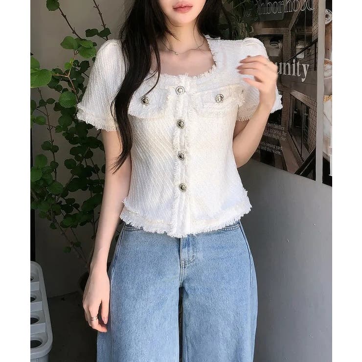 ホワイト | 半袖サマーツイードジャケット | Ulysses