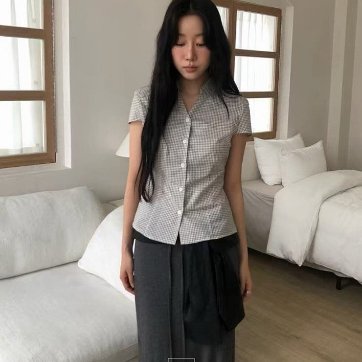 ホワイト | 襟付きチェック柄シャツ | Ulysses