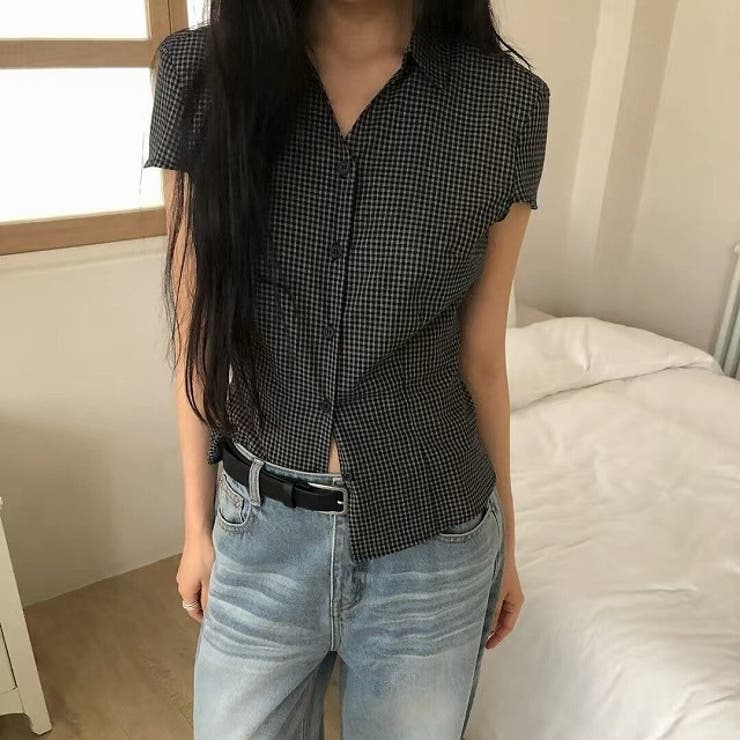 ブラック | 襟付きチェック柄シャツ | Ulysses