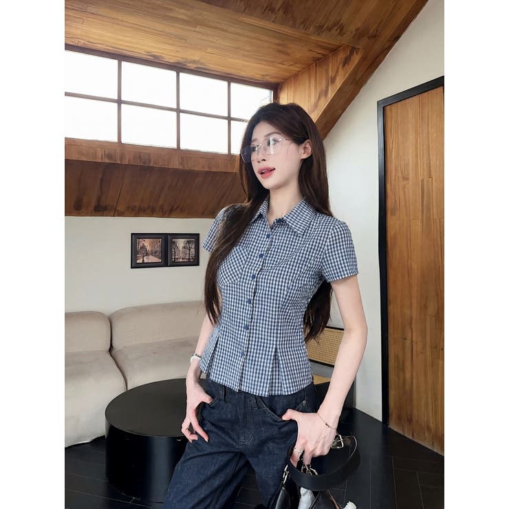 襟付きチェック柄シャツ | Ulysses | 詳細画像1 