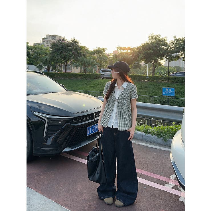 フェイクレイヤードチェック柄ブラウス | Ulysses | 詳細画像9 