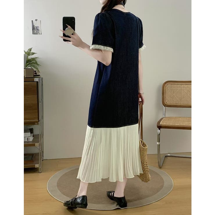 ベルト付き半袖ロングクルーネックデニムワンピース | Ulysses | 詳細画像2 