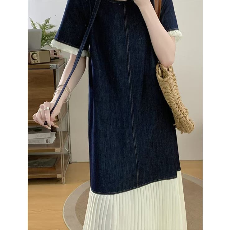 ベルト付き半袖ロングクルーネックデニムワンピース | Ulysses | 詳細画像6 