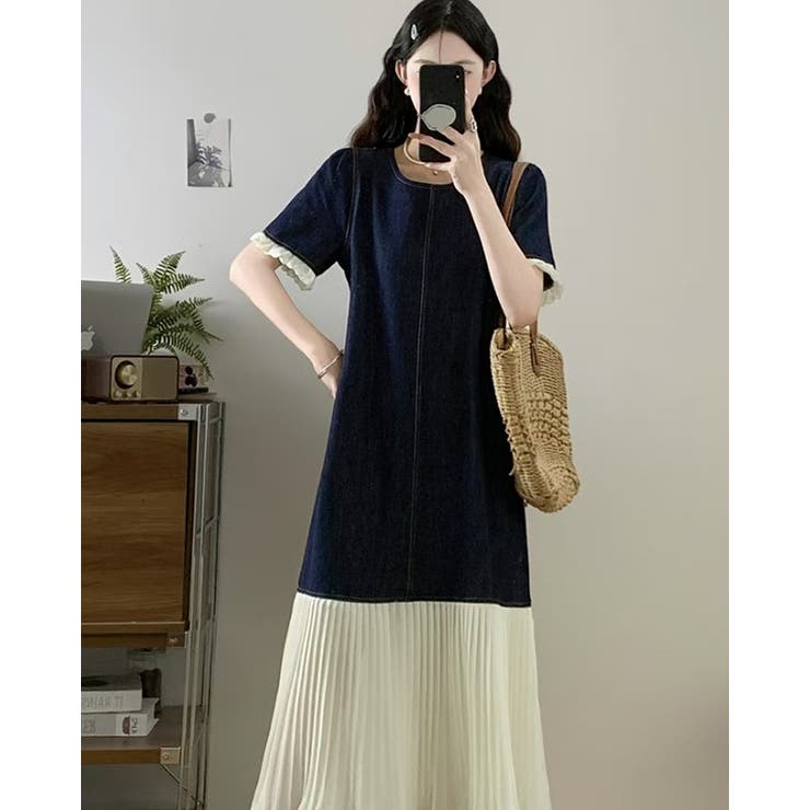 ベルト付き半袖ロングクルーネックデニムワンピース | Ulysses | 詳細画像8 