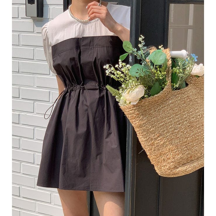 パフスリーブドローストリング切り替え半袖ノーカラーワンピース | Ulysses | 詳細画像7 