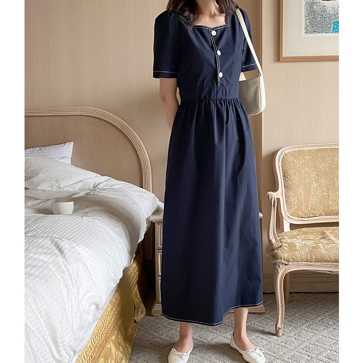 半袖スクエアネックラインワンピース | Ulysses | 詳細画像1 