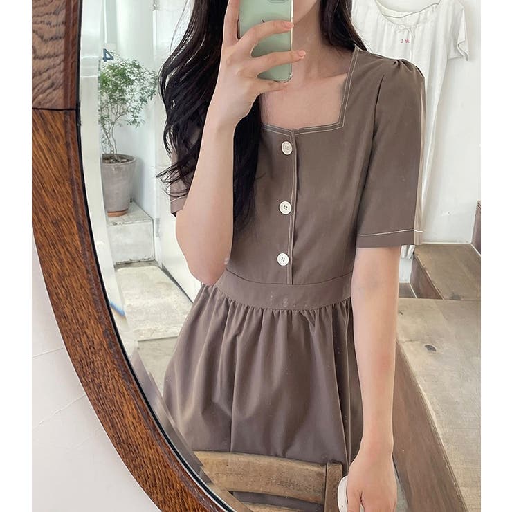 半袖スクエアネックラインワンピース | Ulysses | 詳細画像3 