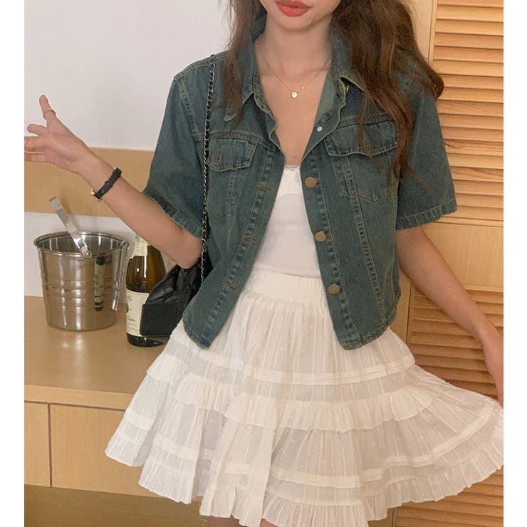 ライトブルー | ポケット半袖襟付きデニムトップス | Ulysses