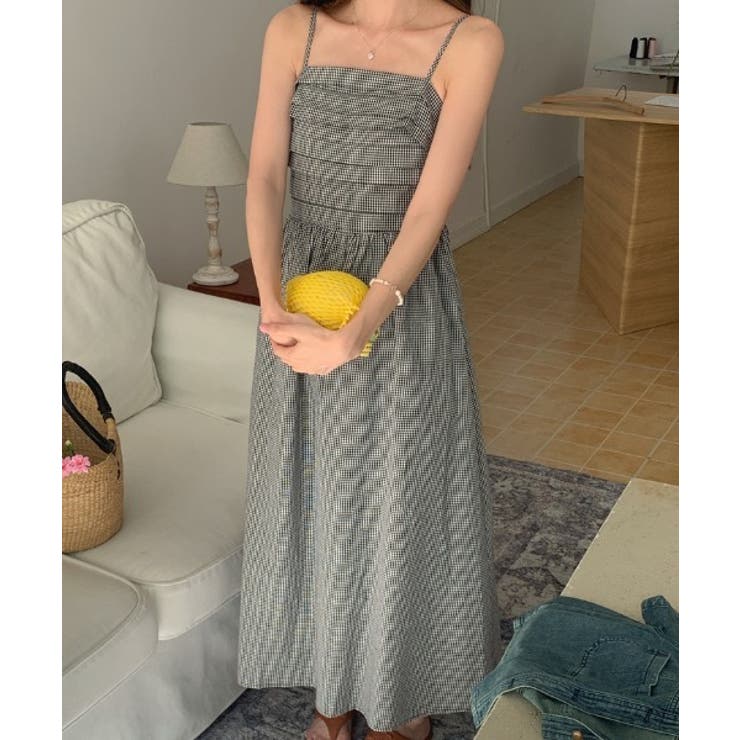 ブラック | チェック柄キャミワンピース | Ulysses