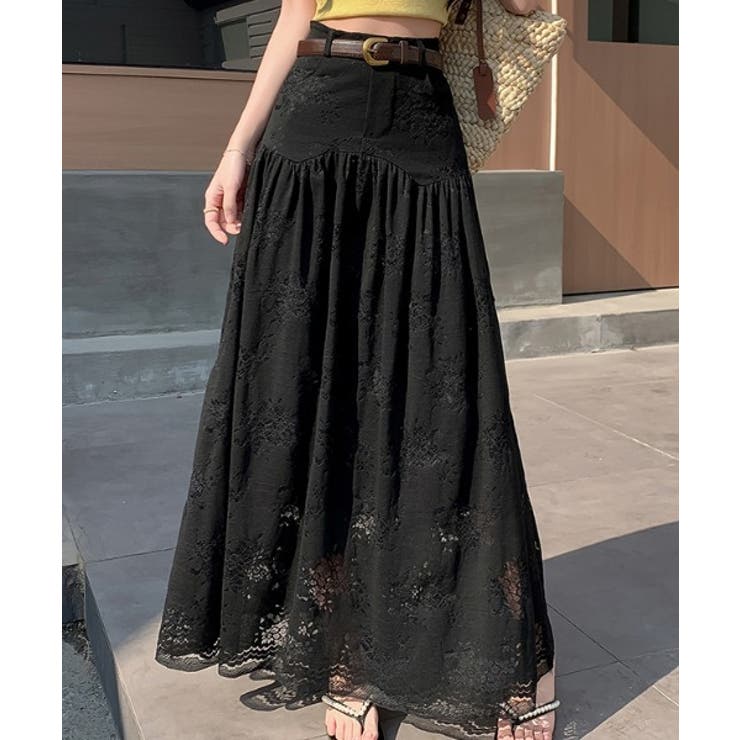 ブラック | レースAラインスカート | Ulysses