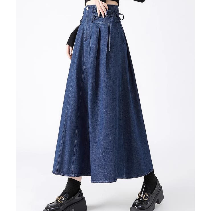 リボンハイウエストデニムスカート | Ulysses | 詳細画像1 