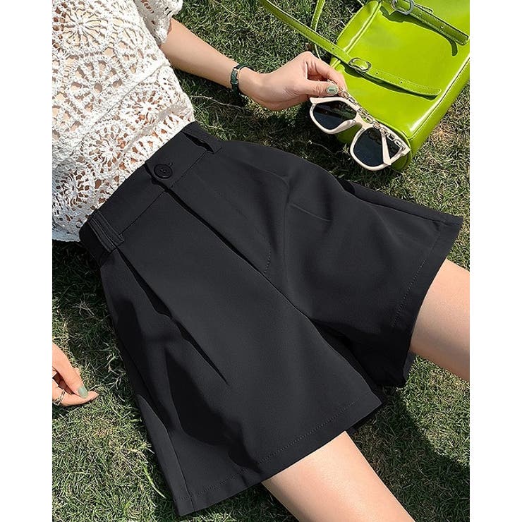 ハイウエストボタン付き無地ショートパンツ | Ulysses | 詳細画像3 