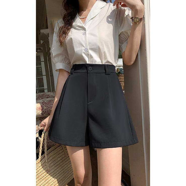 ハイウエストボタン付き無地ショートパンツ | Ulysses | 詳細画像4 