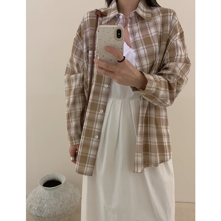 大人カジュアル襟付きシングルブレストポケット付きチェック柄シャツ | Ulysses | 詳細画像1 