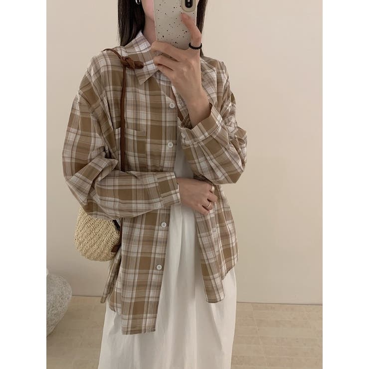 大人カジュアル襟付きシングルブレストポケット付きチェック柄シャツ | Ulysses | 詳細画像2 