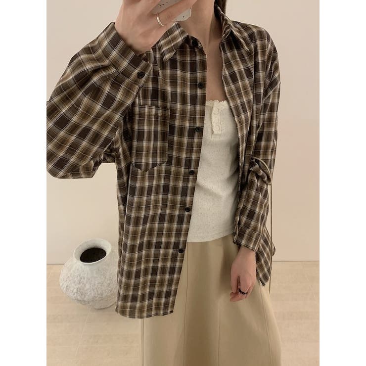 大人カジュアル襟付きシングルブレストポケット付きチェック柄シャツ | Ulysses | 詳細画像5 